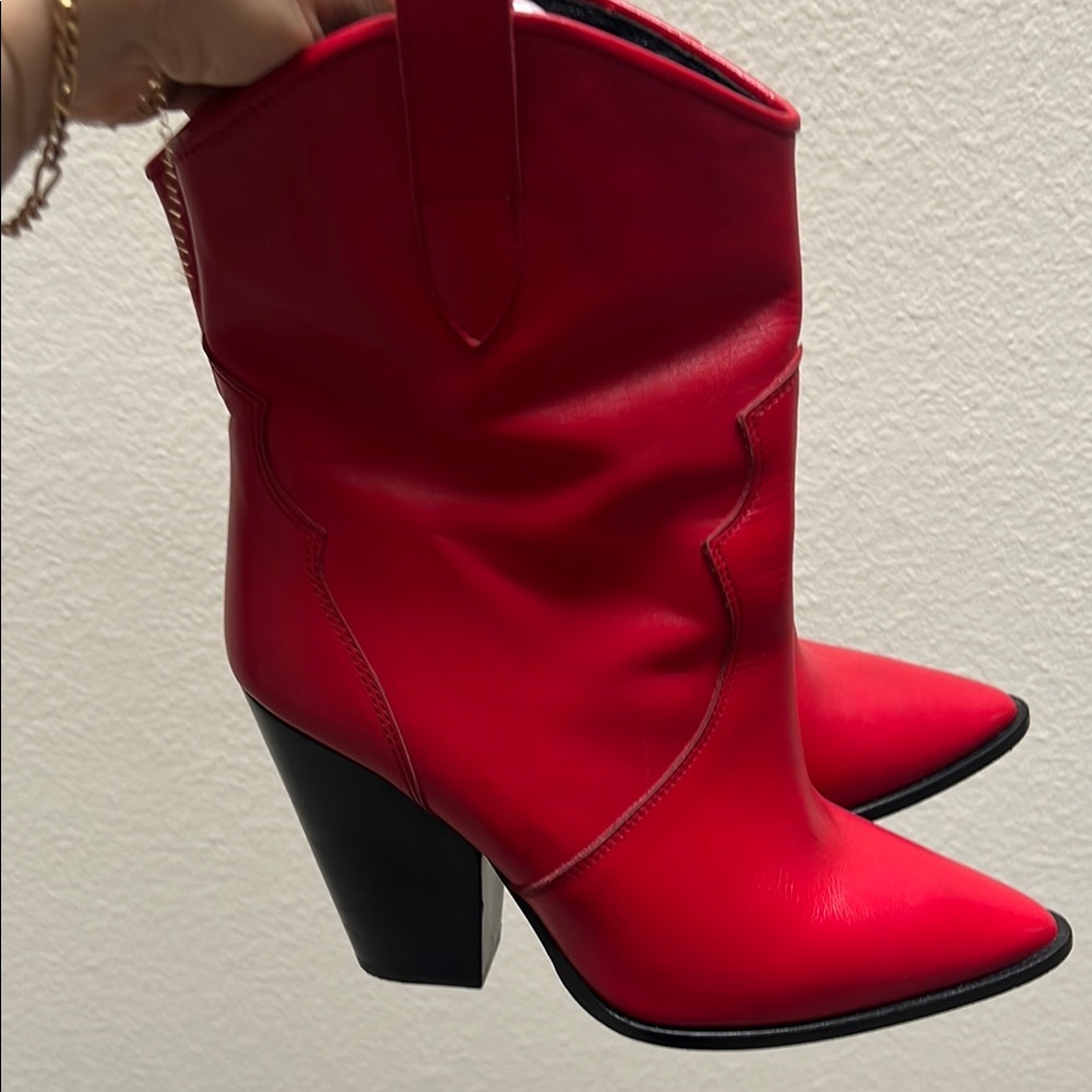 Bel Air Paris Red Leather Western Booties